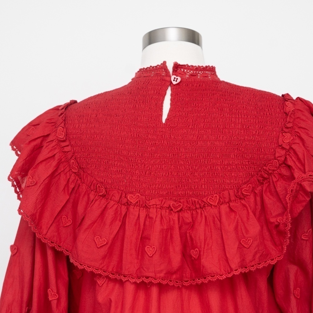 FARM Rio Red Ruffled Peasant Blouse - Picture 7 of 14